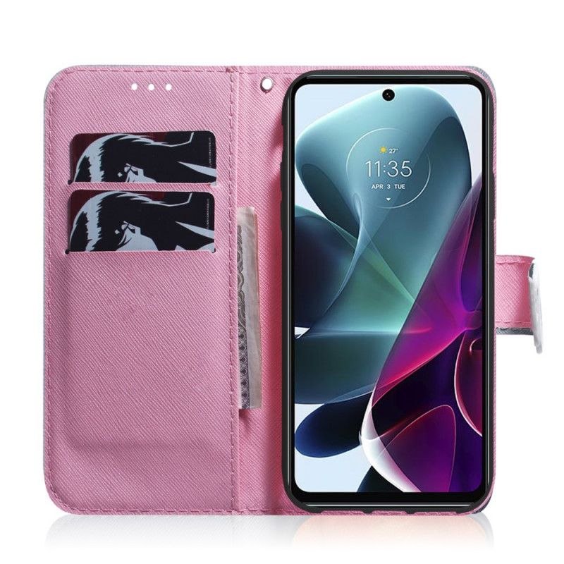 Flip Case Leren Moto G200 5g Oudroze Bloem
