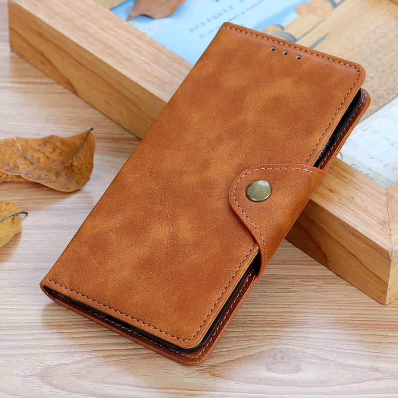 Folio-hoesje Moto G200 5g Telefoonhoesje Vintage Kunstleer En Knoop
