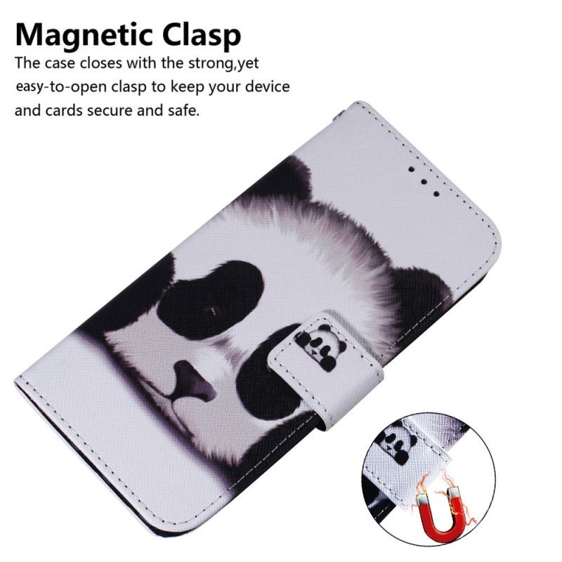 Leren Hoesje Moto G200 5g Panda Gezicht Bescherming Hoesje