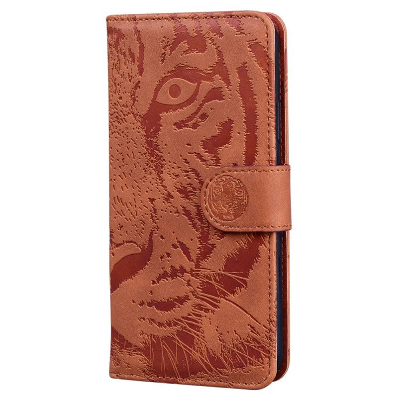 Leren Hoesje Moto G200 5g Tijger Gezicht Afdrukken