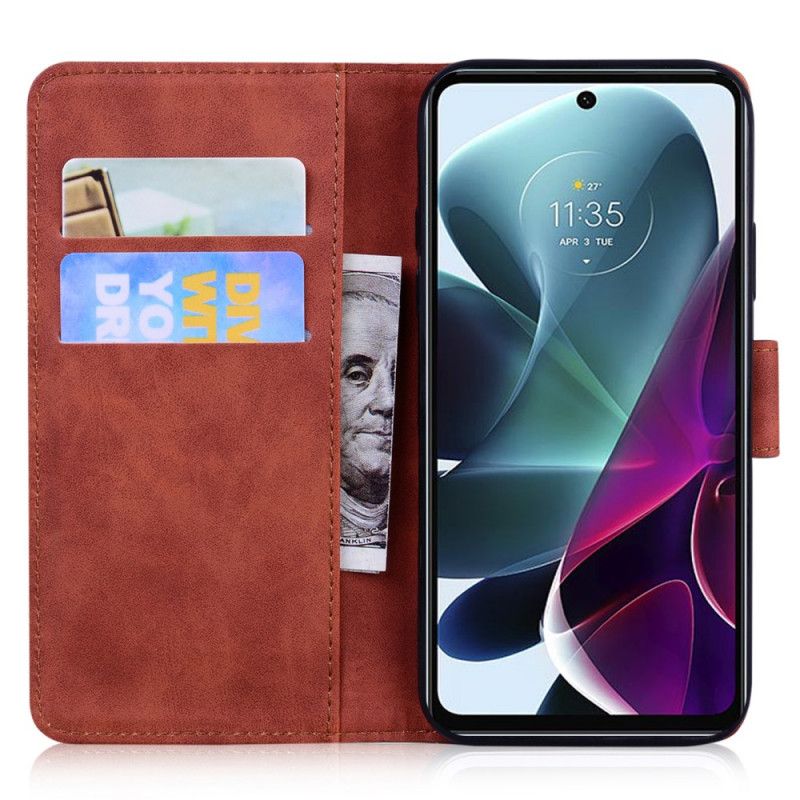Leren Hoesje Moto G200 5g Tijger Gezicht Afdrukken