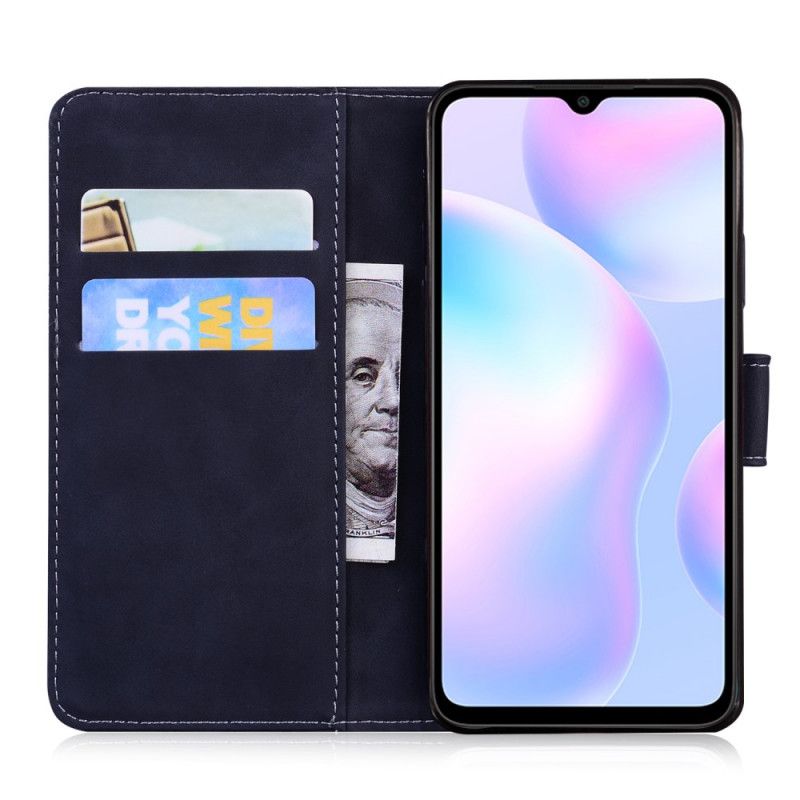 Bescherming Hoesje Xiaomi Redmi 9A Rood Zwart Kunstleer Nieuwe Kleuren