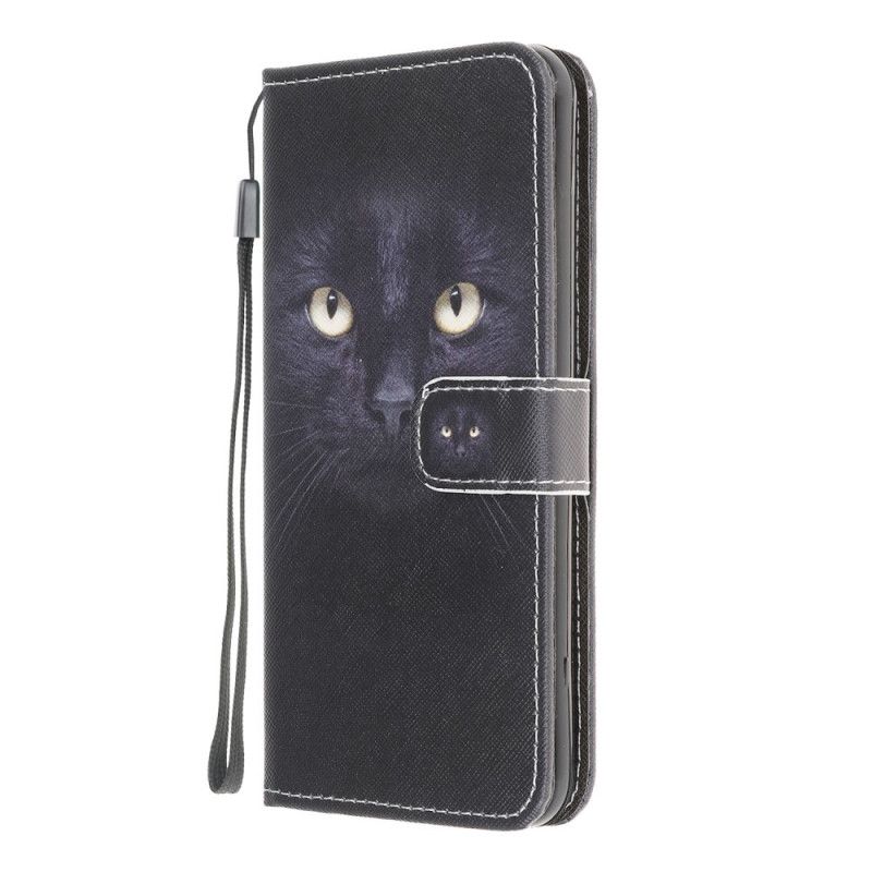Cover Folio-hoesje Xiaomi Redmi 9A Telefoonhoesje Zwarte Kattenogen Met String