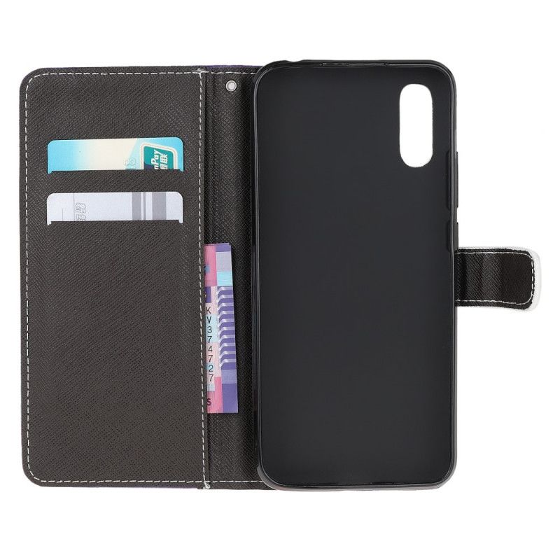 Cover Folio-hoesje Xiaomi Redmi 9A Telefoonhoesje Zwarte Kattenogen Met String
