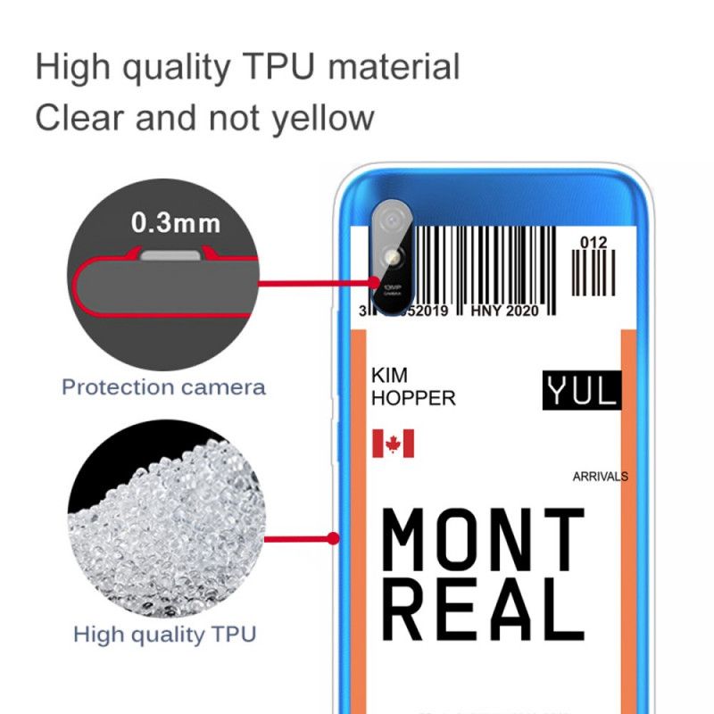 Cover Hoesje Xiaomi Redmi 9A Telefoonhoesje Instapkaart Naar Montreal