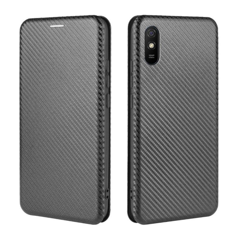 Folio-hoesje Xiaomi Redmi 9A Oranje Zwart Gekleurde Koolstofsiliconen