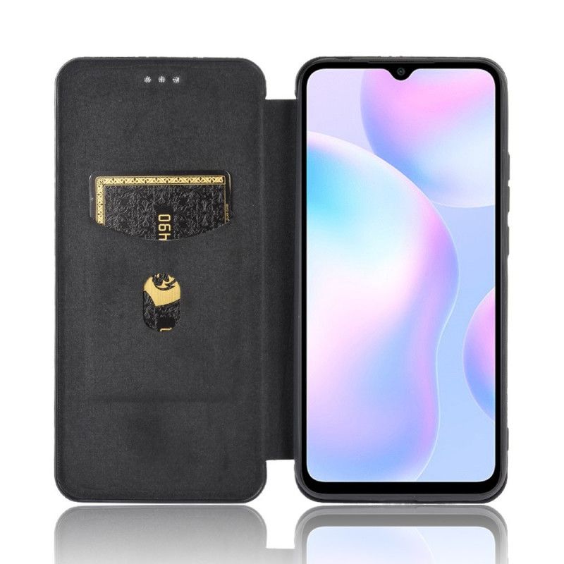 Folio-hoesje Xiaomi Redmi 9A Oranje Zwart Gekleurde Koolstofsiliconen
