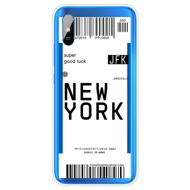 Hoesje voor Xiaomi Redmi 9A Donkerblauw Zwart Doorgeven Aan New York
