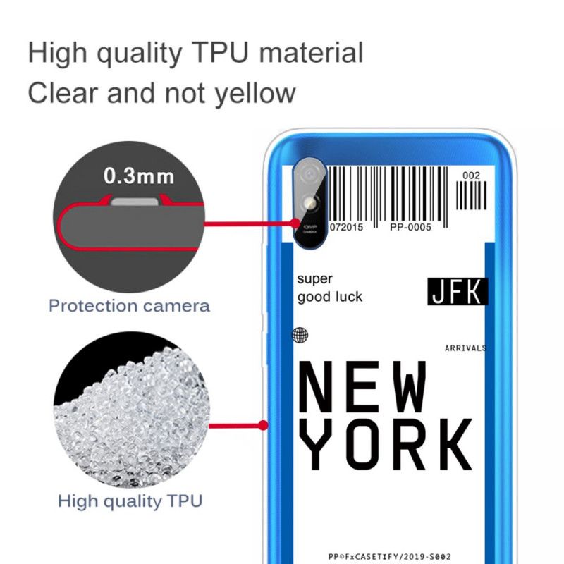 Hoesje voor Xiaomi Redmi 9A Donkerblauw Zwart Doorgeven Aan New York