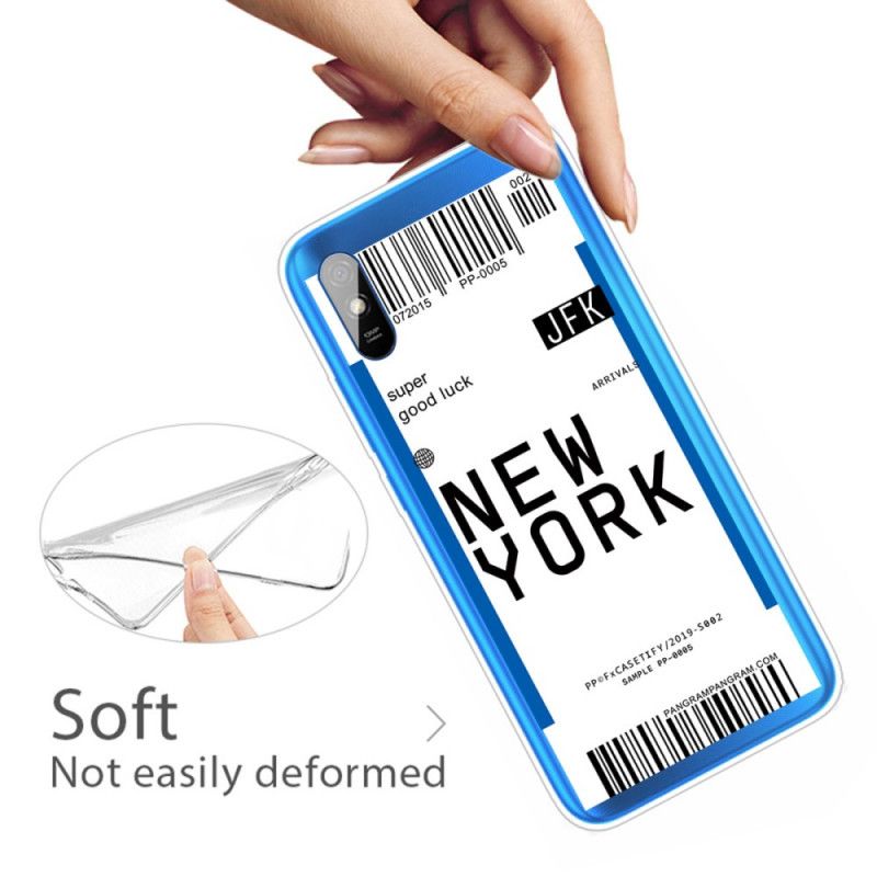 Hoesje voor Xiaomi Redmi 9A Donkerblauw Zwart Doorgeven Aan New York