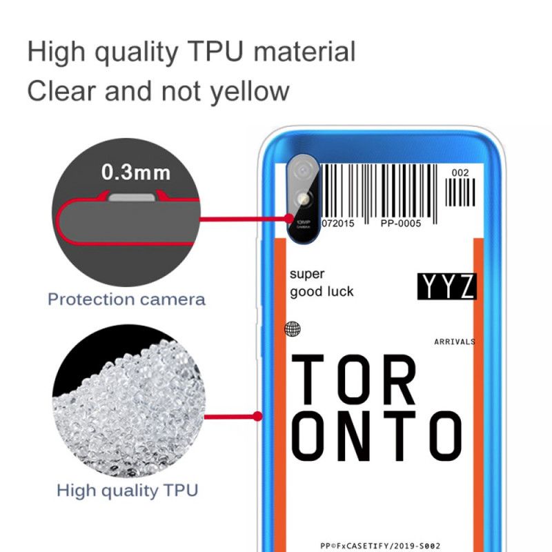 Hoesje voor Xiaomi Redmi 9A Instapkaart Naar Toronto