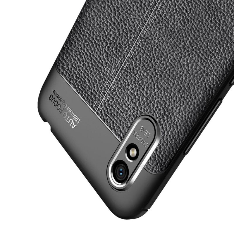 Hoesje Xiaomi Redmi 9A Rood Zwart Dubbellijns Lychee Leereffect