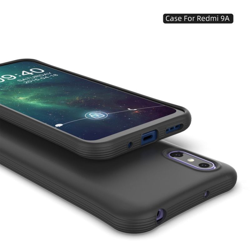 Hoesje Xiaomi Redmi 9A Rood Zwart Flexibele Mat Siliconen