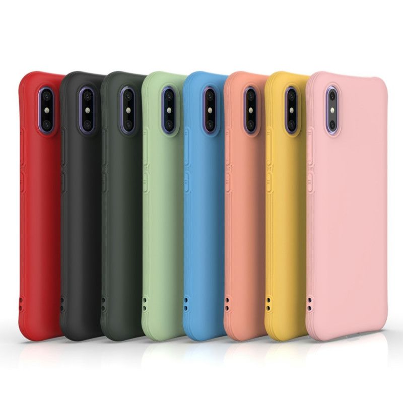 Hoesje Xiaomi Redmi 9A Rood Zwart Flexibele Mat Siliconen
