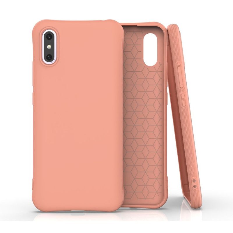 Hoesje Xiaomi Redmi 9A Rood Zwart Flexibele Mat Siliconen