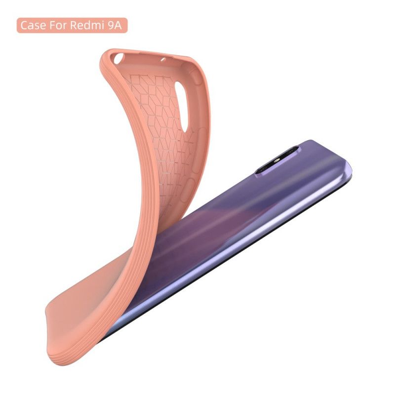 Hoesje Xiaomi Redmi 9A Rood Zwart Flexibele Mat Siliconen