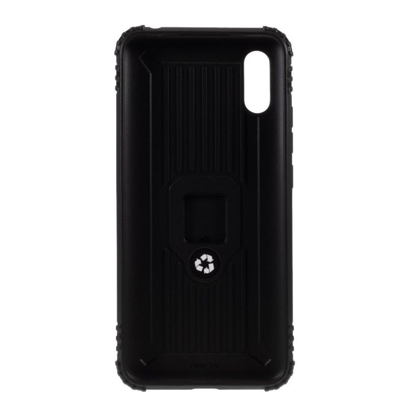 Hoesje Xiaomi Redmi 9A Rood Zwart Ring In Koolstofvezelstijl