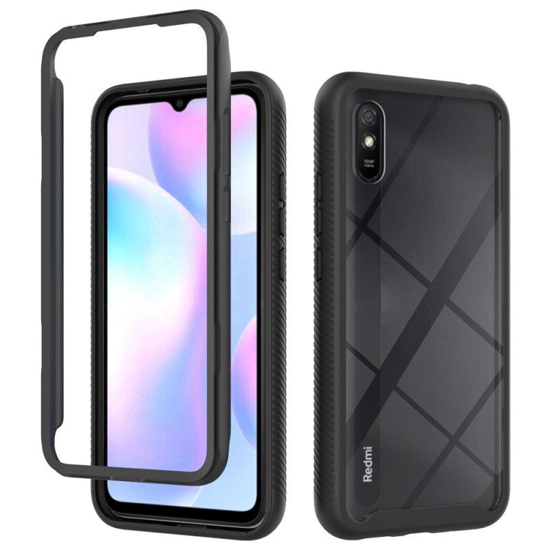 Hoesje Xiaomi Redmi 9A Wit Zwart Hybride Siliconen Randen