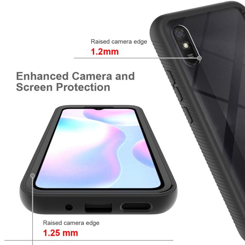 Hoesje Xiaomi Redmi 9A Wit Zwart Hybride Siliconen Randen