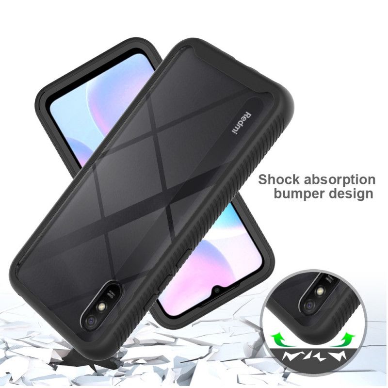 Hoesje Xiaomi Redmi 9A Wit Zwart Hybride Siliconen Randen