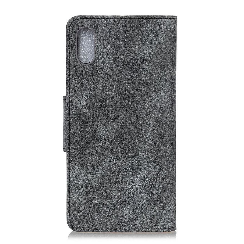 Leren Hoesje voor Xiaomi Redmi 9A Bruin Grijs Vintage Dubbelzijdige Magnetische Klep