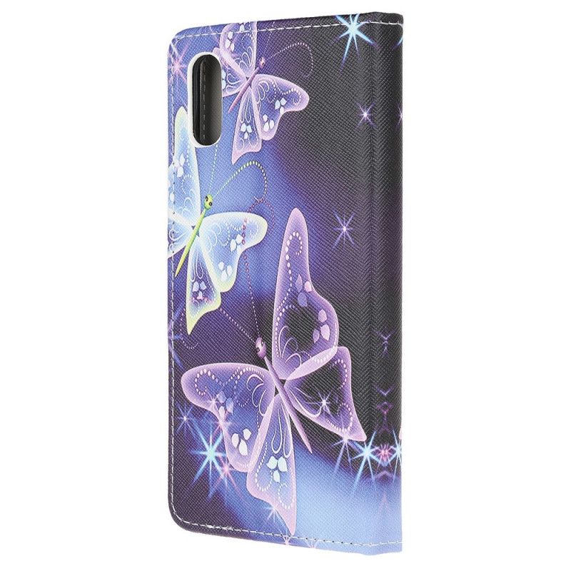 Leren Hoesje voor Xiaomi Redmi 9A Neon Vlinders