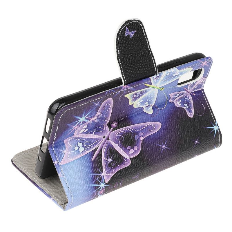 Leren Hoesje voor Xiaomi Redmi 9A Neon Vlinders