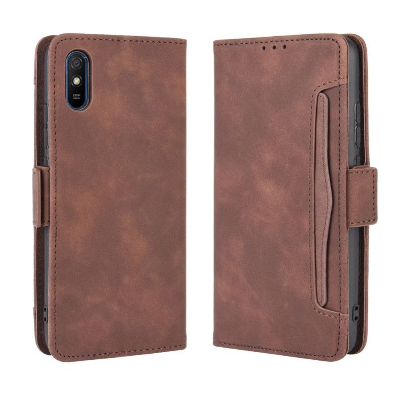 Leren Hoesje voor Xiaomi Redmi 9A Rood Zwart Eersteklas Multikaart
