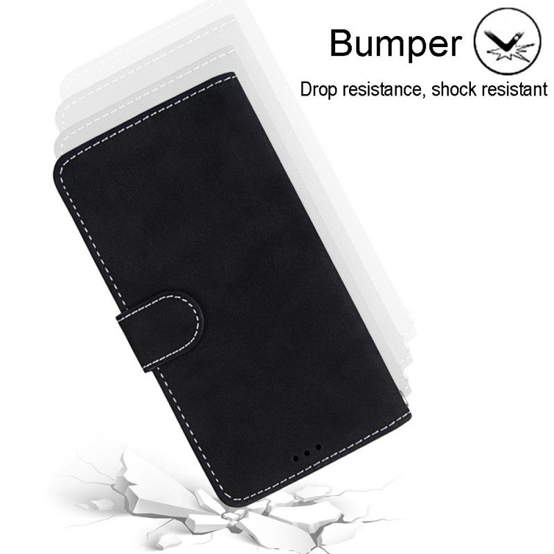 Leren Hoesje Xiaomi Redmi 9A Grijs Zwart Retro Kunstleer
