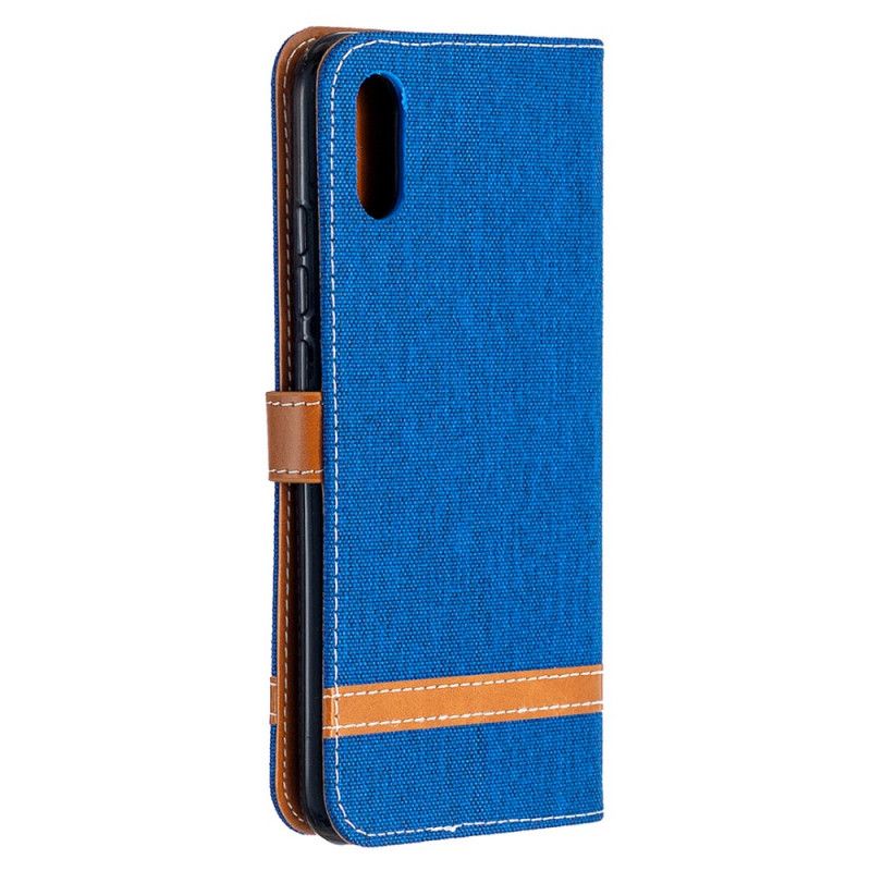 Leren Hoesje Xiaomi Redmi 9A Grijs Zwart Telefoonhoesje Stof En Leereffect Met Riem