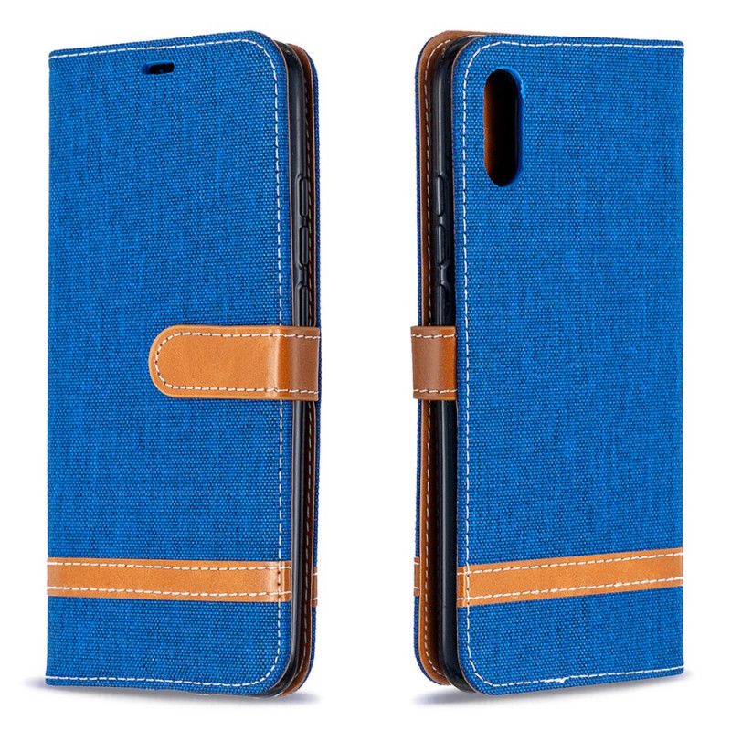 Leren Hoesje Xiaomi Redmi 9A Grijs Zwart Telefoonhoesje Stof En Leereffect Met Riem