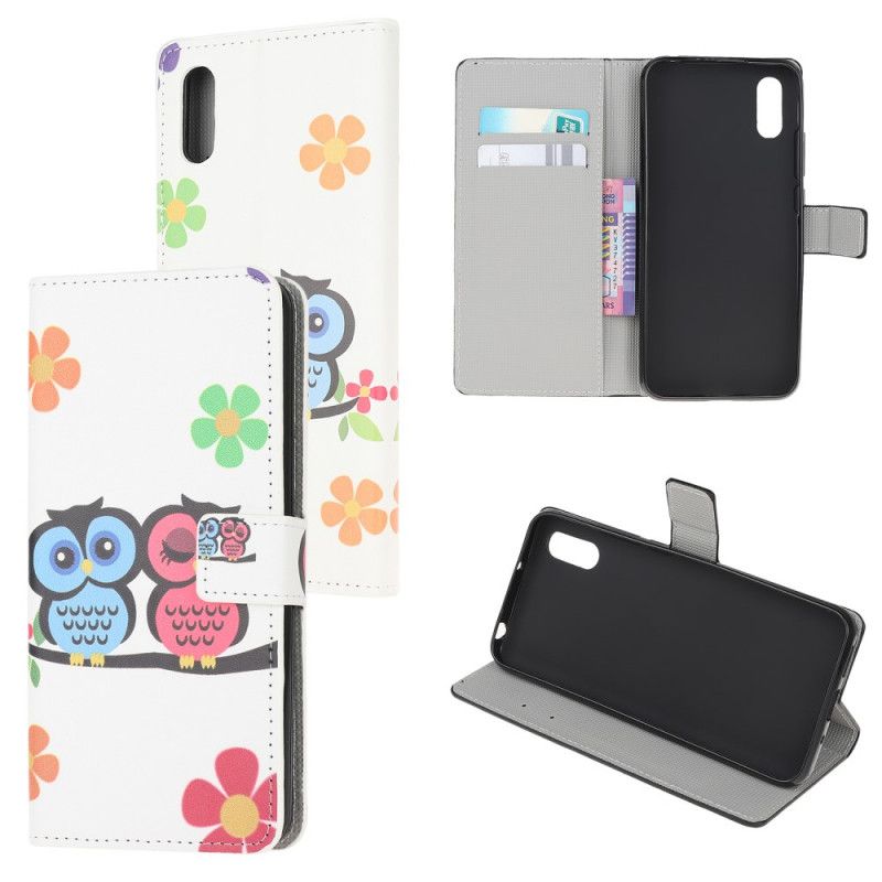 Leren Hoesje Xiaomi Redmi 9A Telefoonhoesje Paar Uilen