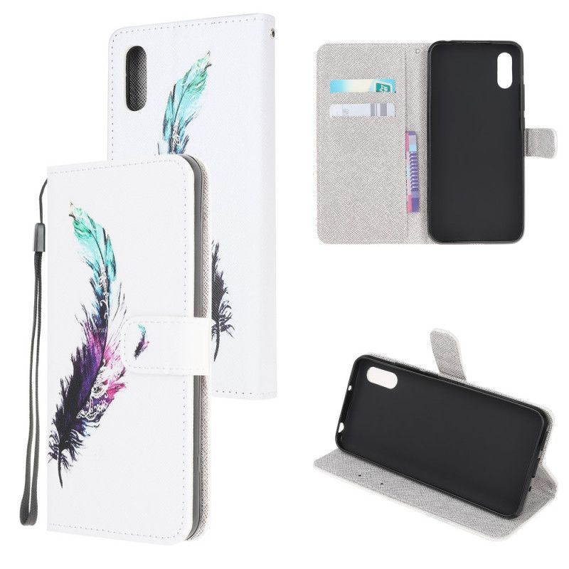 Leren Hoesje Xiaomi Redmi 9A Veer Met String