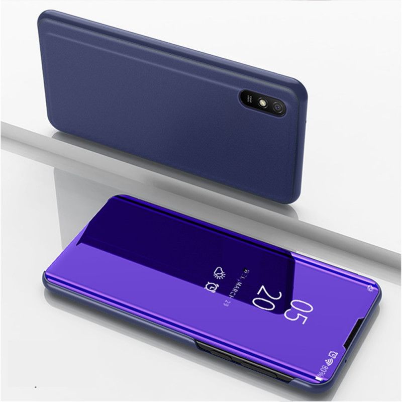 Zichtafdekking Xiaomi Redmi 9A Donkerblauw Zwart Spiegel En Kunstleer