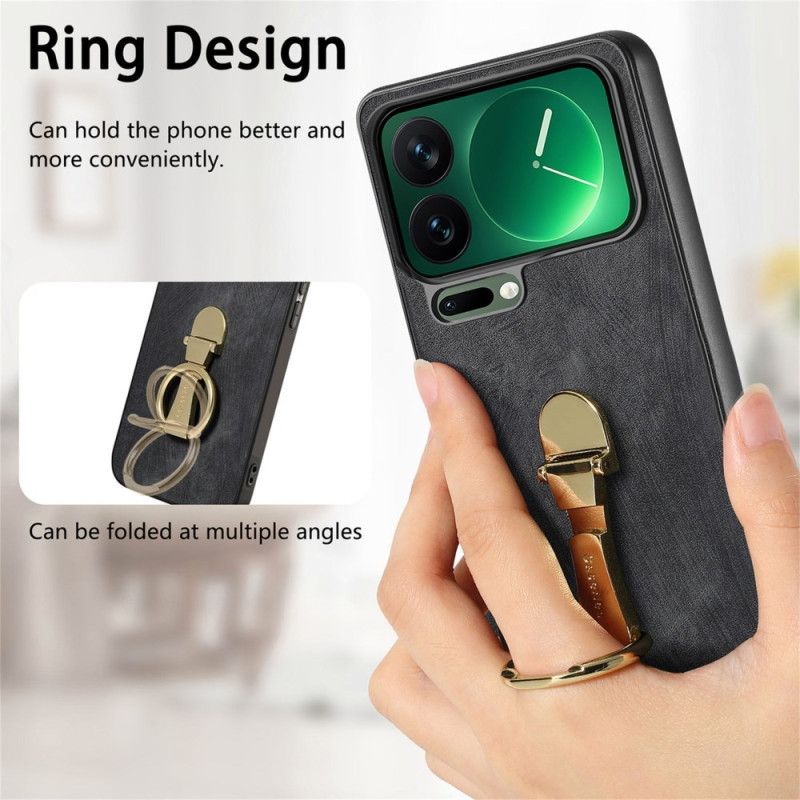 Hoesje Xiaomi 17 Pro Opvouwbare Standaard Met Retro Textuur Caseneo