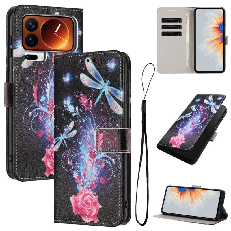 Leren Hoesje Voor Xiaomi 17 Pro Libellenpatroon