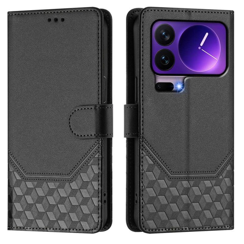 Leren Hoesje Voor Xiaomi 17 Pro Rfid-blokkering En Honingraatpatroon