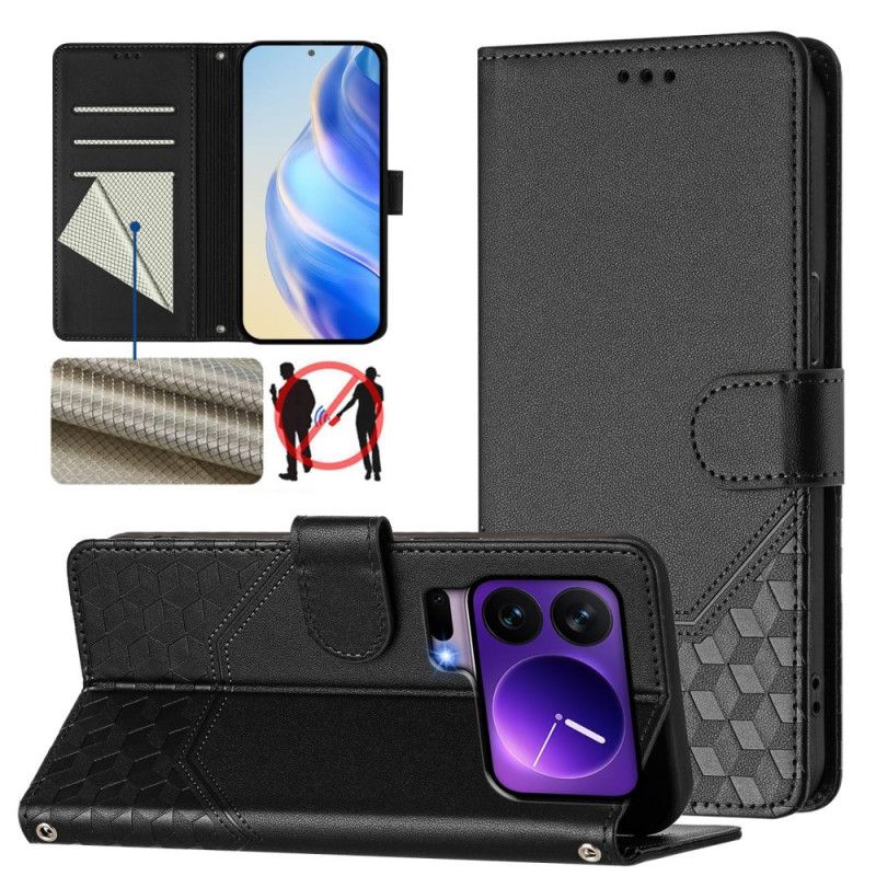 Leren Hoesje Voor Xiaomi 17 Pro Rfid-blokkering En Honingraatpatroon