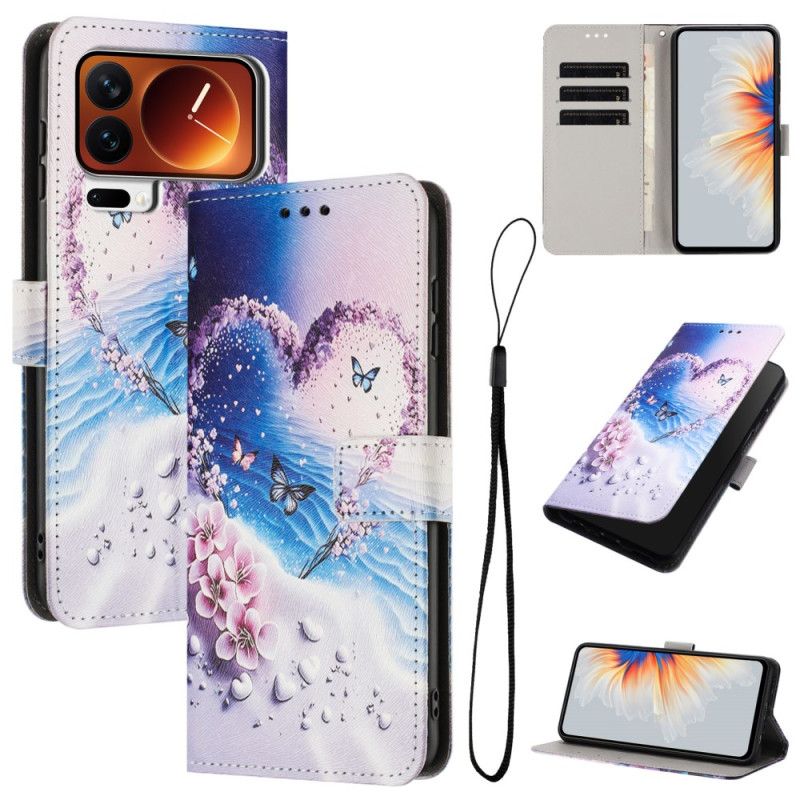 Leren Hoesje Voor Xiaomi 17 Pro Vlinder En Hart