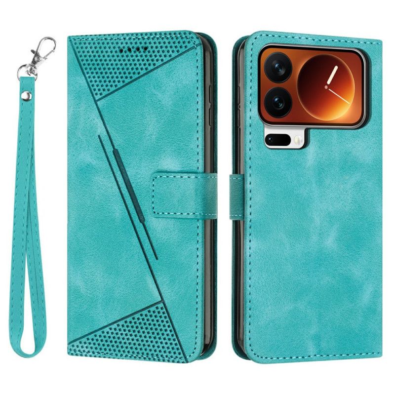 Leren Hoesje Xiaomi 17 Pro Driehoekig Patroon En Bandje