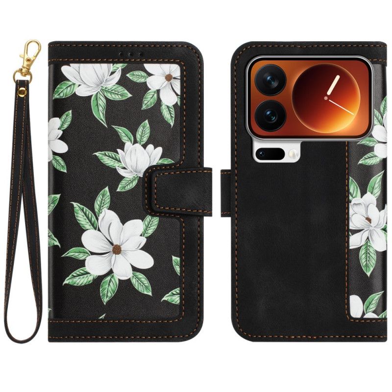 Leren Hoesje Xiaomi 17 Pro Portemonnee Met Bloemenpatroon Bescherming Hoesje