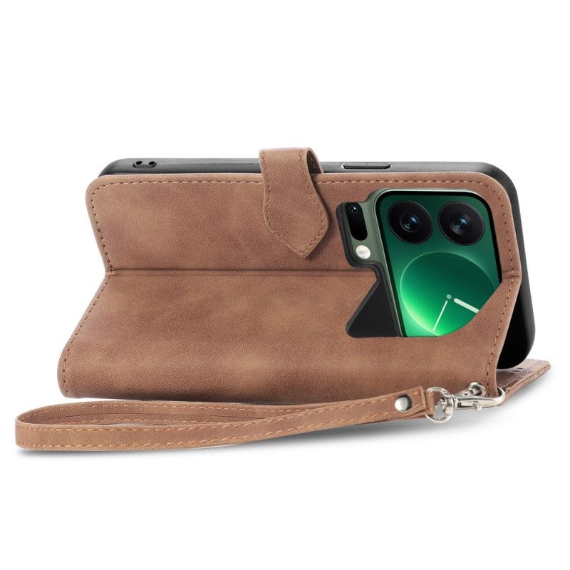 Leren Hoesje Xiaomi 17 Pro Portemonnee Met Kantpatroon Bescherming Hoesje