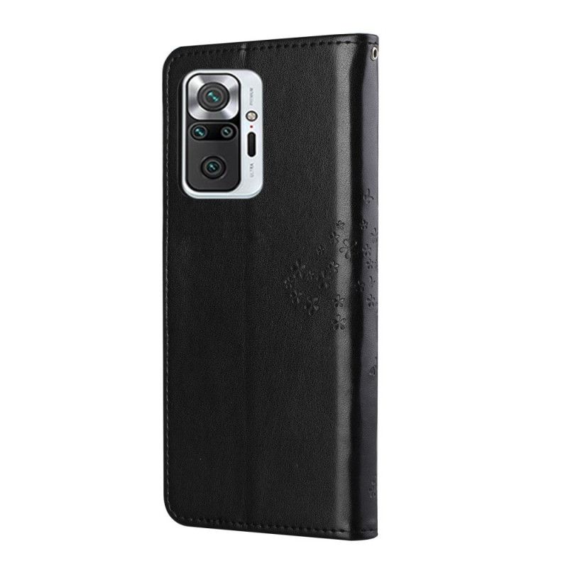 Cover Folio-hoesje Xiaomi Redmi Note 10 Pro Grijs Zwart Telefoonhoesje Boom En String Uilen