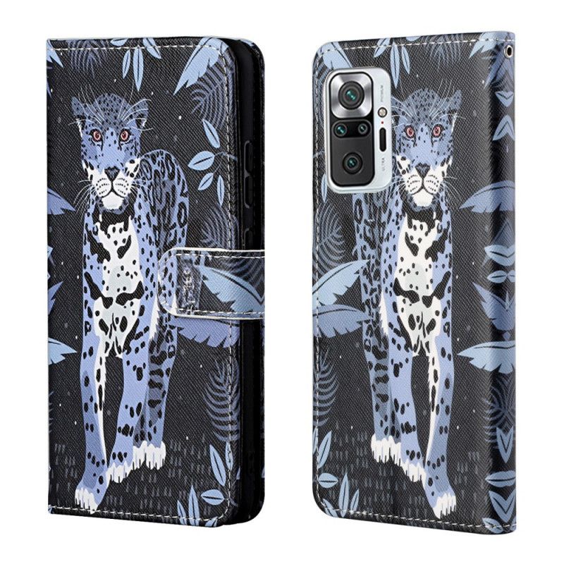 Cover Folio-hoesje Xiaomi Redmi Note 10 Pro Telefoonhoesje Luipaard Met String