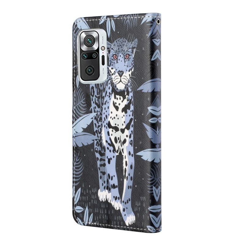 Cover Folio-hoesje Xiaomi Redmi Note 10 Pro Telefoonhoesje Luipaard Met String