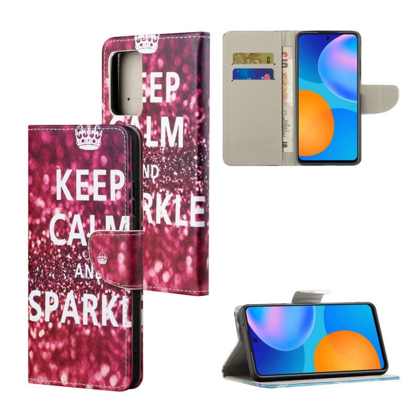 Flip Case Leren Xiaomi Redmi Note 10 Pro Blijf Kalm En Sprankelend