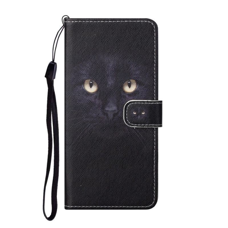 Flip Case Leren Xiaomi Redmi Note 10 Pro Zwarte Kattenogen Met String