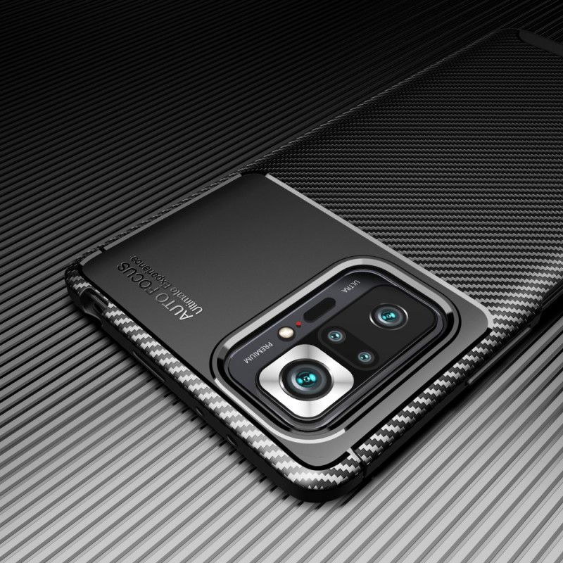 Hoesje voor Xiaomi Redmi Note 10 Pro Donkerblauw Zwart Flexibele Koolstofvezeltextuur