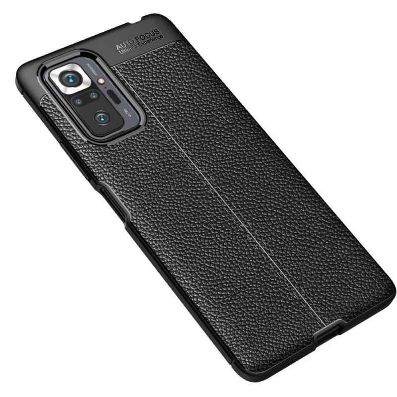 Hoesje voor Xiaomi Redmi Note 10 Pro Rood Zwart Dubbellijn Lychee Leereffect