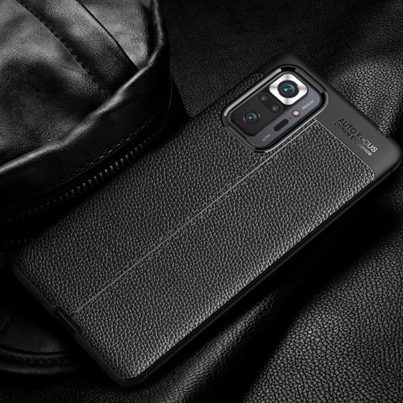 Hoesje voor Xiaomi Redmi Note 10 Pro Rood Zwart Dubbellijn Lychee Leereffect